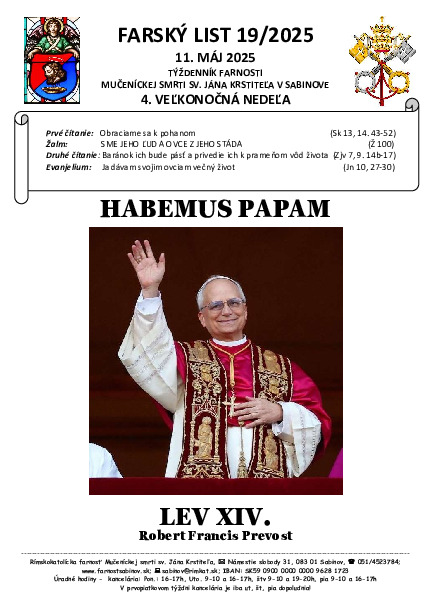 Farský list 4. Veľkonočná nedeľa