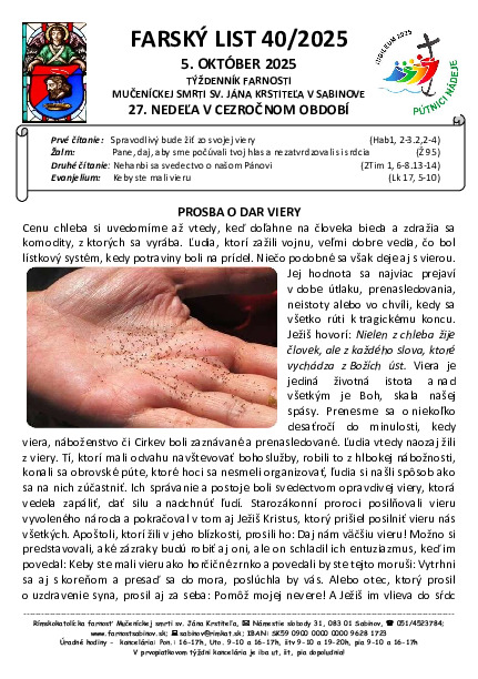 Farský list - 27. nedeľa v cezročnom období