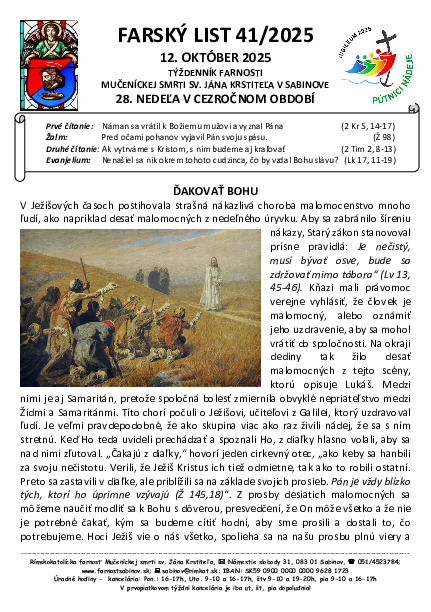 Farský list - 28. nedeľa v cezročnom období