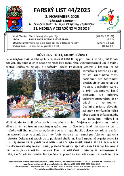Farský list - 31. nedeľa v cezročnom období