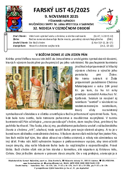 Farský list - 32. nedeľa v cezročnom období