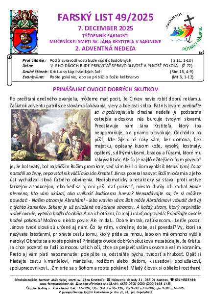 Farský list - 2. adventná nedeľa