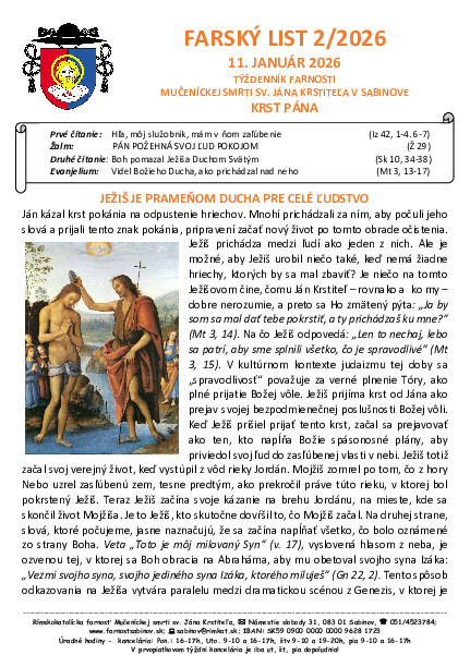 Farský list Krst Pána