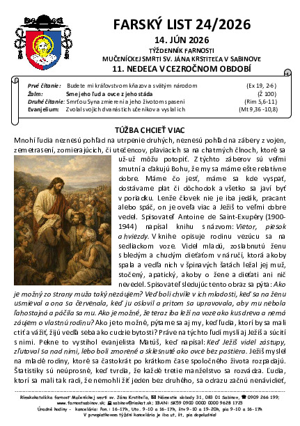 Farský list - 11. cezročná nedeľa