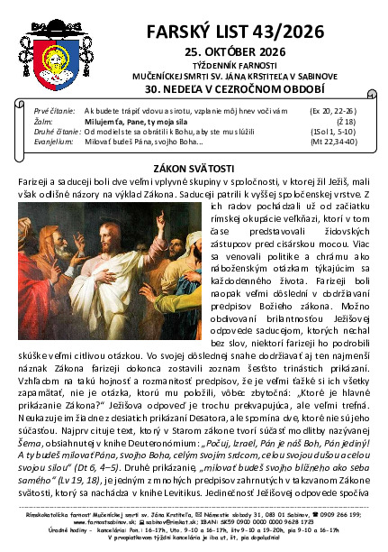 Farský list - 30. cezročná nedeľa
